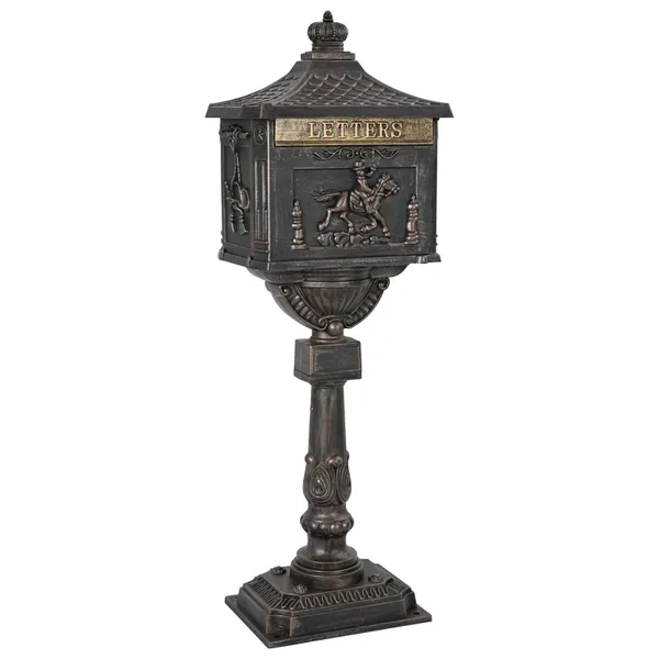 Caixa de Correio de Pé com porta Bronze 42,5 x 29,5 x 117 cm