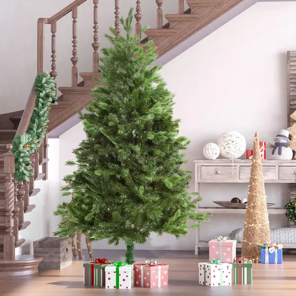 Árbol artificial de Navidad con base plegable 934 Galhos PE Tridente y PVC Individual Árbol de Navidad Decorativa Exterior Interior Ø105x210cm Verde