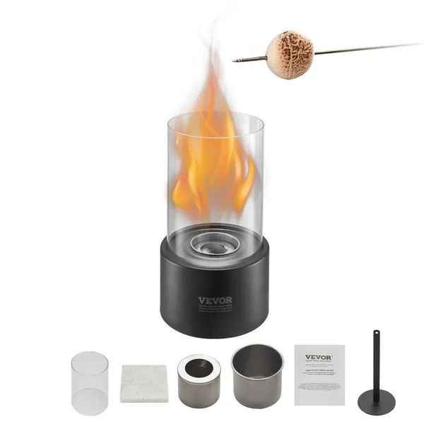 Pira de mesa 15 cm, queimador portátil com vidro, 2,03 lbs