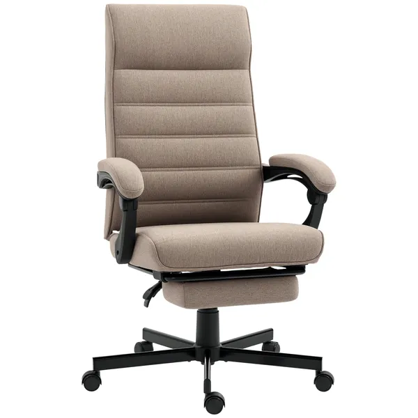 Cadeira de Escritório Giratória Cadeira de Escritório Reclinável com Altura Ajustável Apoio para os Braços Apoio para os Pés Retrátil para Sala de Estar Escritório Estúdio Carga 20kg 68x67x106-114cm Marrom