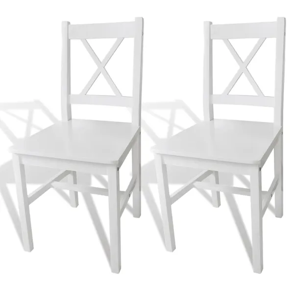 Cadeiras de jantar 2 pcs madeira de pinho branco