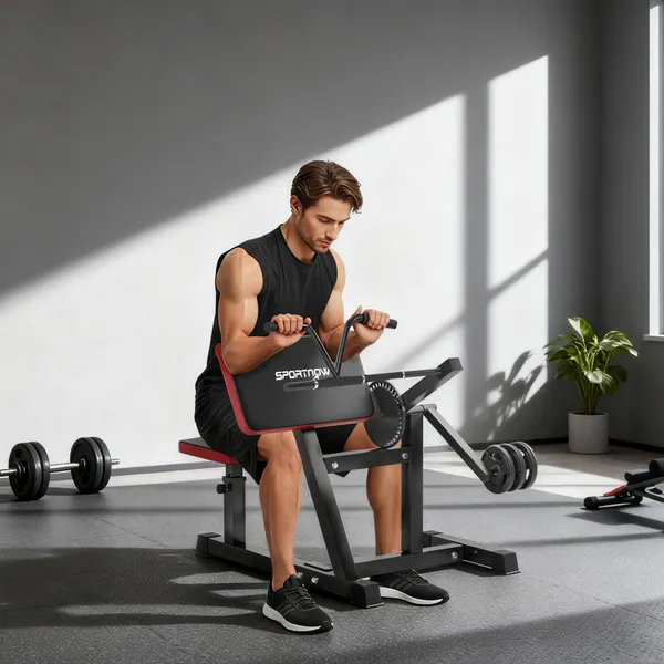 Máquina de Bíceps e Tríceps 2 em 1 Banco de Curl de Pregador com Assento e Suporte de Cotovelo Ajustáveis Máquina de Curl de Bíceps e Extensão de Tríceps para Treino em Ginásio Casa 105x95x80 cm Preto