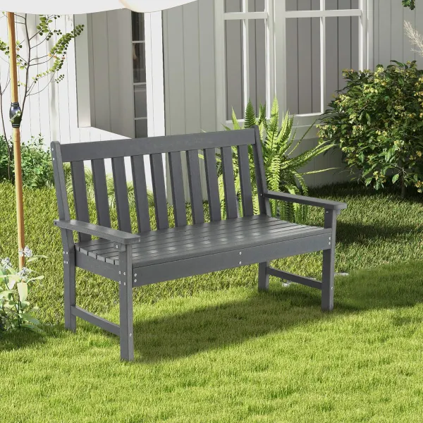 Panchina HDPE con Schienale e Braccioli per Terrazza Balcone 2 Posti 132x65x91cm