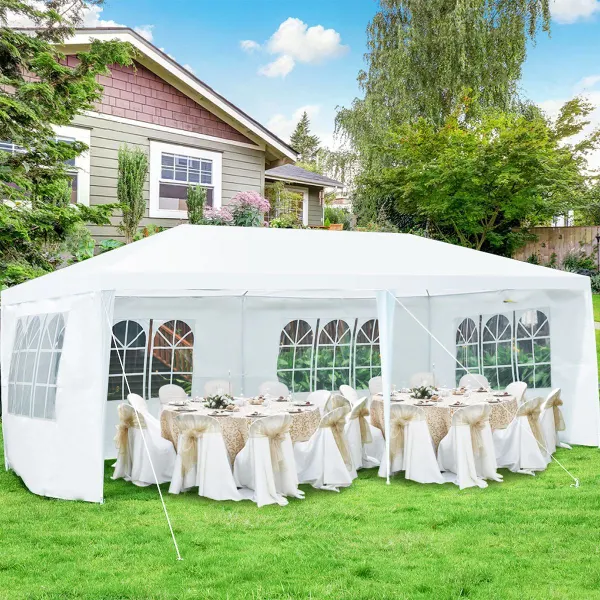 Toldo Glorieta para Barbacoa con 4 Cortinas Laterales Removibles y 2 Puertas con Cremallera 6x3x2,5m