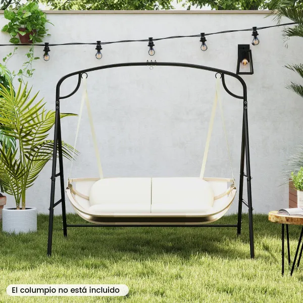 Support de Balançoire Métal 300 kg avec 4 Barres de Renfort 2 Modes de Suspension Noir