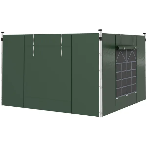 2 Paredes Laterais para Tendas de 3 x 3 / 3 x 6 m, 300x200 cm, Paredes Laterais de Substituição para Pavilhão de Tecido Oxford com Janela e Porta Enrolável com Fecho de Correr, para Festas, Verde