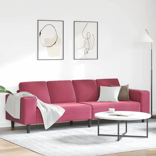 Sofá de Sala de Estar Vinho Vermelho 250 x 77 x 76 cm