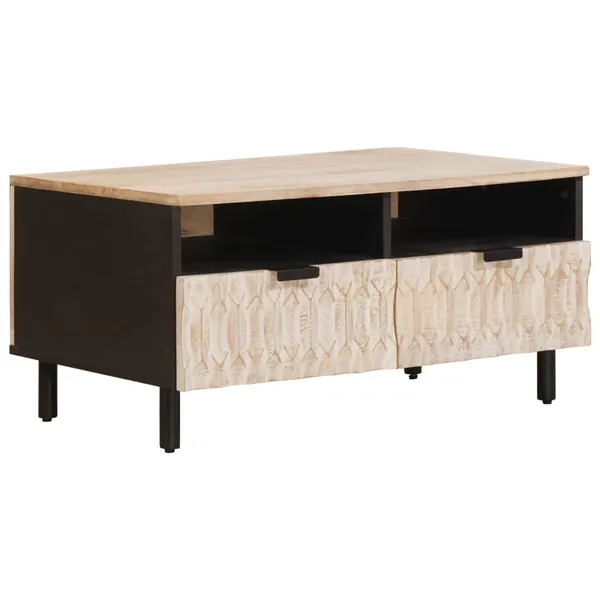 Mesa de centro Branco 80 x 54 x 40 cm Madeira de manga maciça