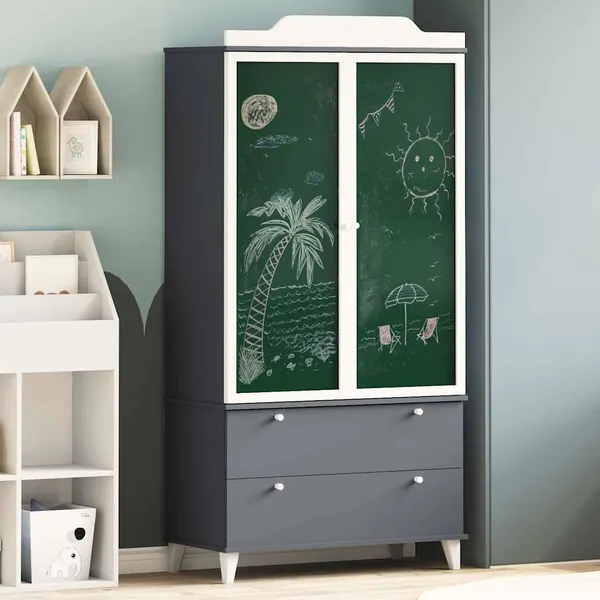 Guarda-roupa de Lousa ROROS Cinza e Branco 90 x 45 x 180 cm