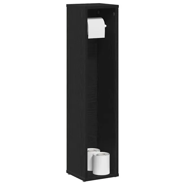 Móvel p/ casa de banho c/ suporte de rolos 20,5x20x90 cm preto