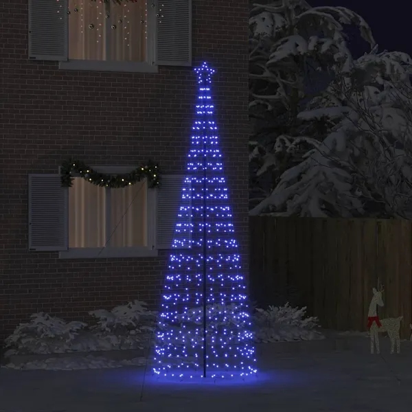 Árvore de Natal LED com Estacas para o Solo Azul 400 cm Ferro
