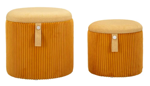 Puf con Contenedor Bolzano Mostaza Conjunto 2 piezas ø 38x38-32x28 cm