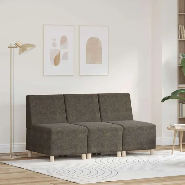 Unidade de Sofá Modular Sem Braços 3 pcs Cinza Escuro