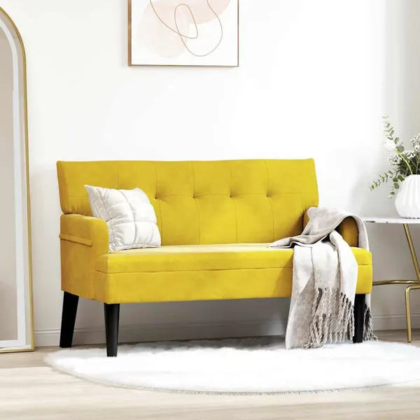 Banco Chesterfield Amarelo 112 x 65,5 x 75 cm Veludo