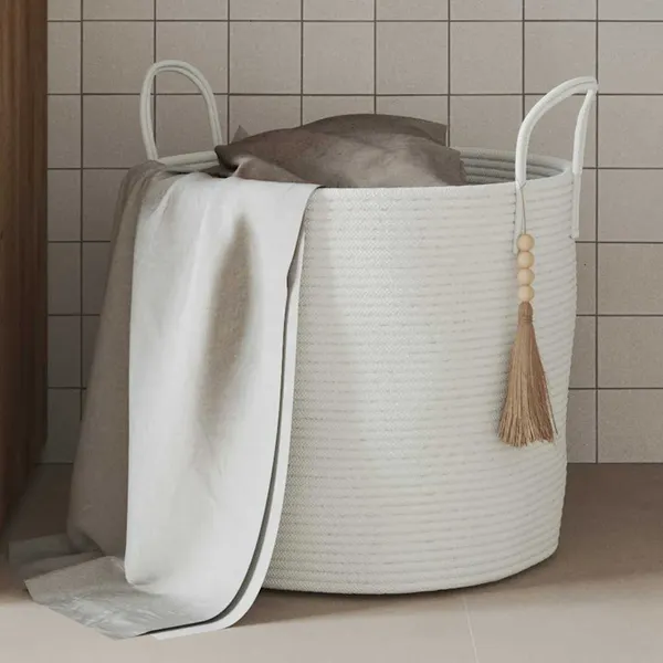 Cesto de arrumação Ø40x35 cm algodão branco