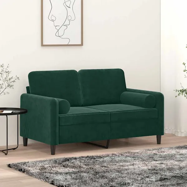 Almofadas decorativas 2 pcs Ø15x50 cm veludo verde-escuro