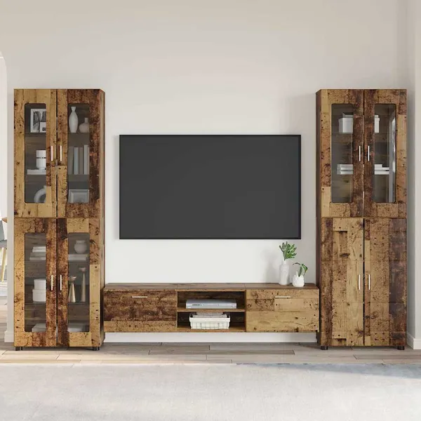 Conjunto de móvel de TV com gaveta FLORIN 3 pcs Madeira antiga