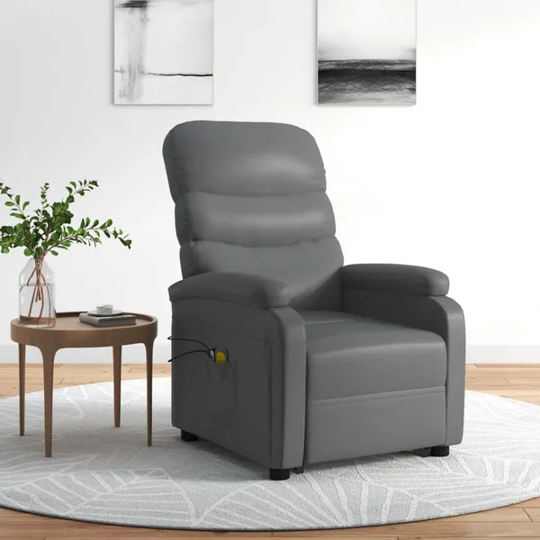 Poltrona de massagens elevatória couro artificial antracite