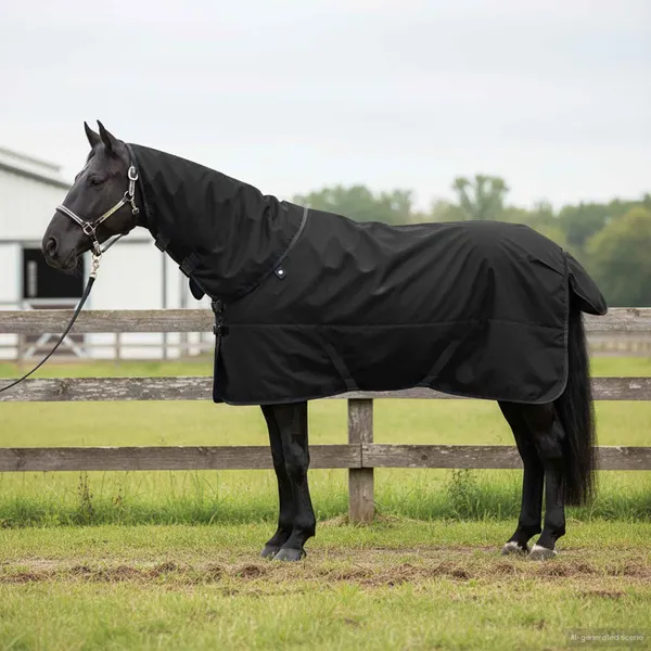 Cobertor de Cavalo Verde Escuro e Preto 145 cm Poliéster