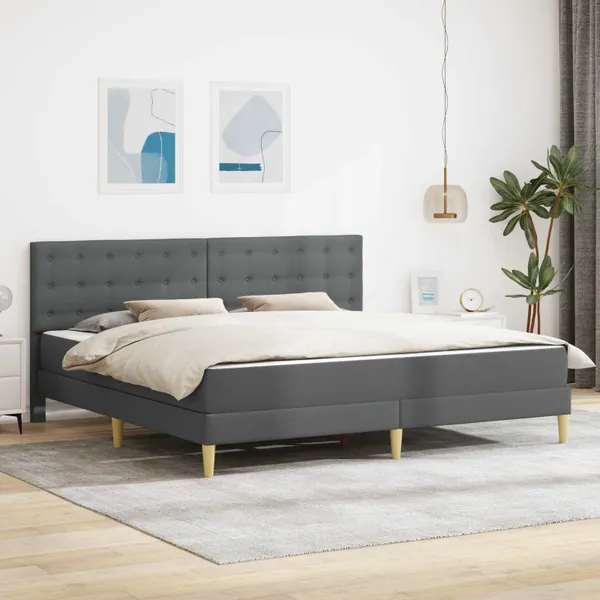 Estrutura de cama com colchão Cinza Escuro 180 x 200 cm tecido