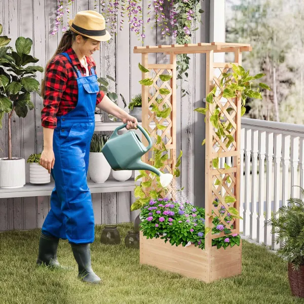 Jardineira Elevada Abeto com Enrejado e Drenagem - 64x30x21cm