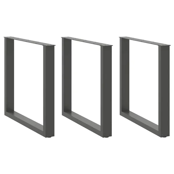 Pés para mesa de jantar em forma de U, 3 peças, antracite, 80x (72-73) cm, aço