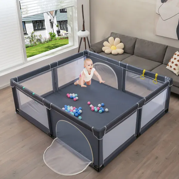Parque Infantil Portátil com Rede de Segurança 206 x 185,5 x 68 cm