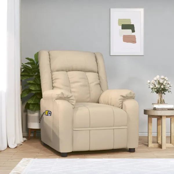 Poltrona elevatória de massagens elétrica tecido creme