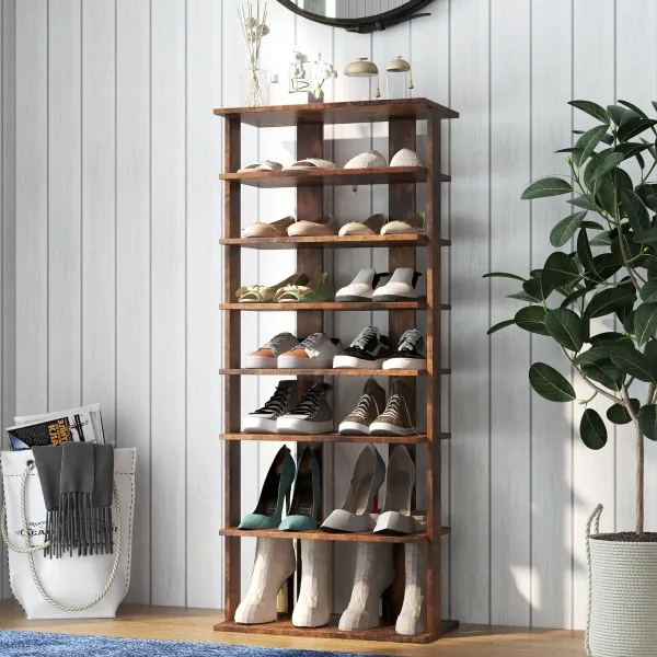 Estante de Sapatos Vertical 7 Níveis Torre Arrumação 47x25,5x110cm