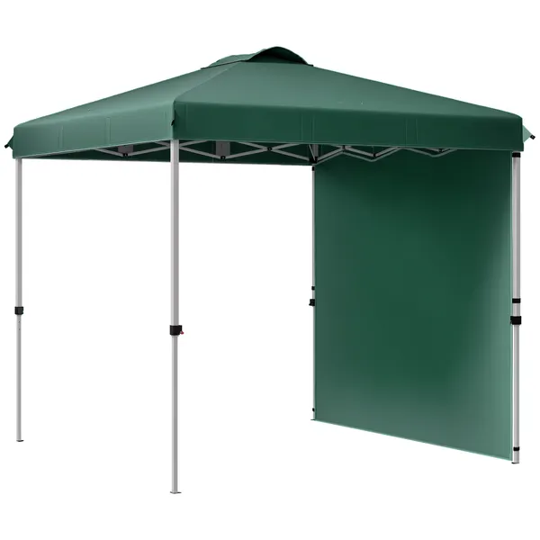 Tenda Dobrable 2,5x2,5 m Altura ajustable Tenda de Jardín con 1 Parede Lateral Teto con Ventilación y Bolsa de Transporte para Campamento Fiestas Verdes