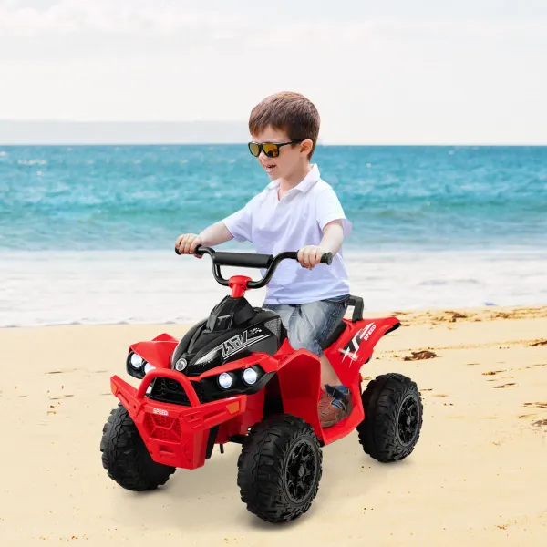 ATV Eléctrico de 12 V para Niños Vehículo a Batería con Velocidad Alta/Baja Asiento Cómodo Ruedas Anchas Faros Bocina Música