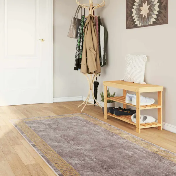 Passadeira MARSA Cinzento 80 x 350 cm Poliéster e PVC