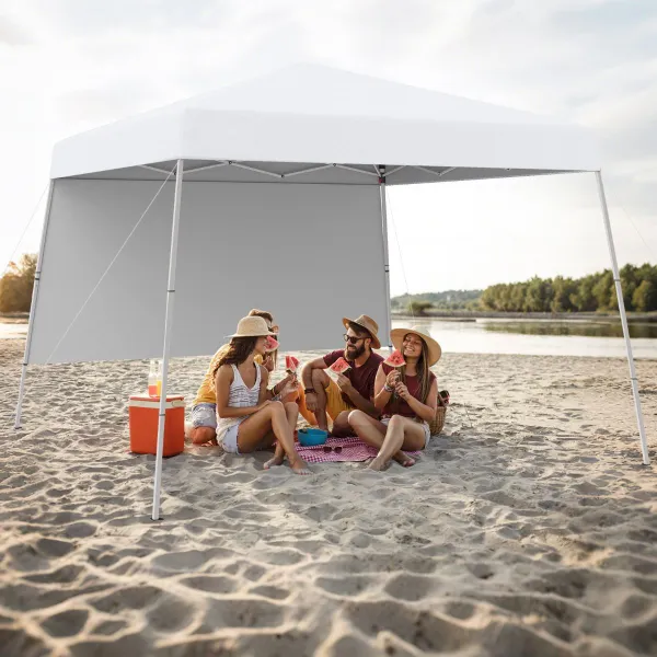 Tenda da Campeggio Pop-up 300x300 cm con Parete Laterale, Protezione Solare e 4 Picchetti