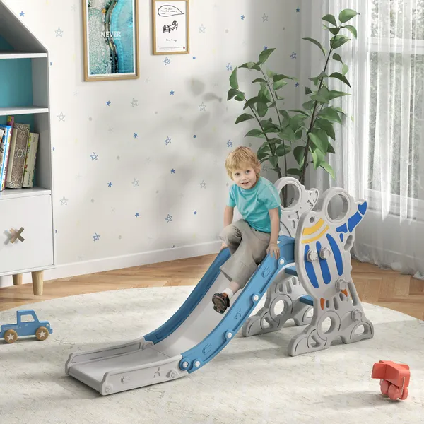 AIYPLAY Escorregador para Crianças de 18-36 Meses com 3 Degraus Antiderrapantes Carga Máxima 30 kg para Interior Casa 157x46,5x80 cm Azul