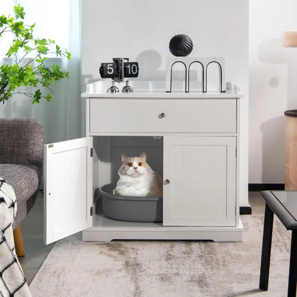 Casa Lettiera per Gatti con Cassetto | Mobile Multifunzionale 76x53x74 cm