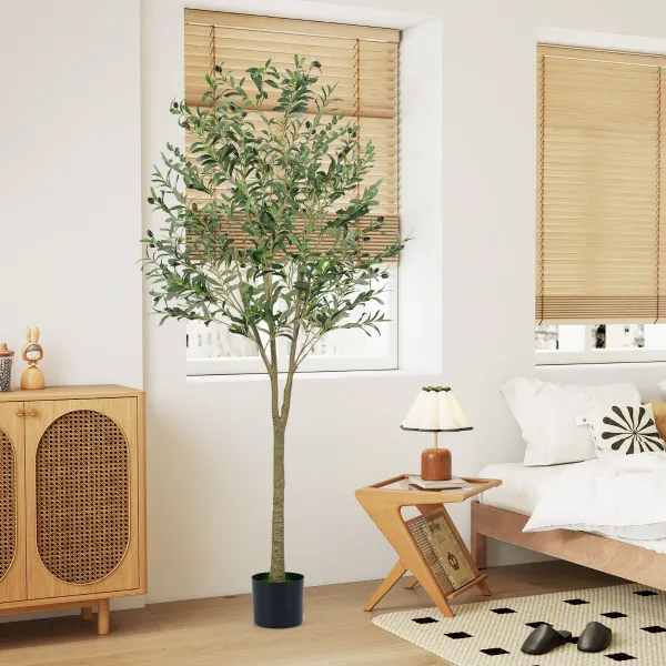 Árvore de Olivo Artificial 180 cm com 1296 Folhas e 72 Frutos em Vaso