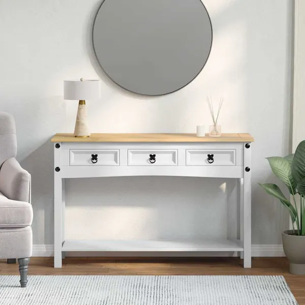 Mesa de apoio com gaveta Corona Branco 114 x 34,5 x 73 cm