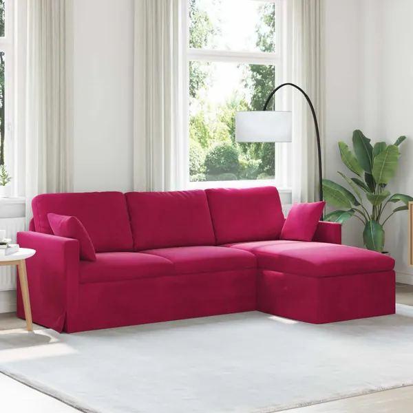 Sofá Vinho Vermelho 228 x 134 x 80 cm Veludo