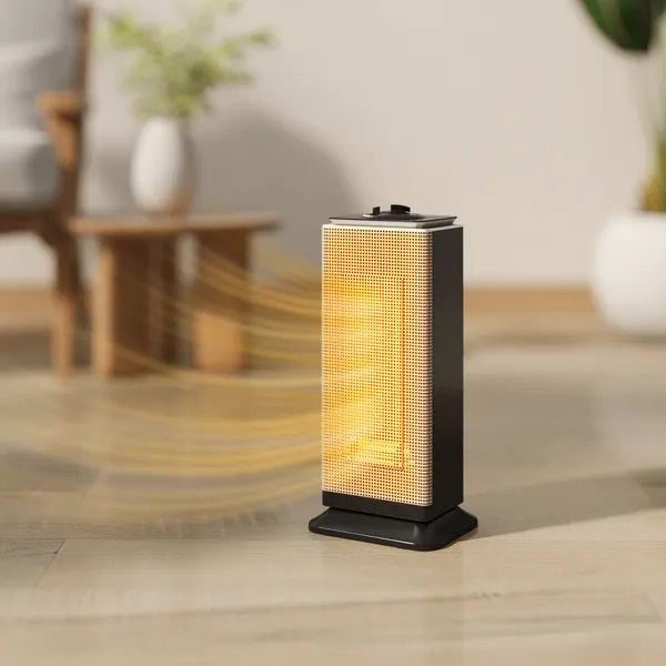 Aquecedor eléctrico de bajo consumo Cerámico 2000W PTC con 3 Modos Términostato ajustable Oscilación de 55° Protección contra Tombamiento y Sobrecalentamiento para 15 m2 18x14x40,5 cm Negro