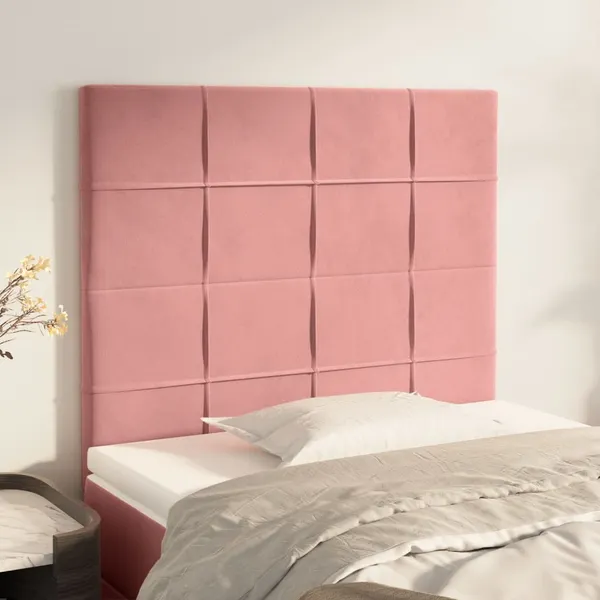 Cabeceira Rosa 90x5x118/128 cm Veludo