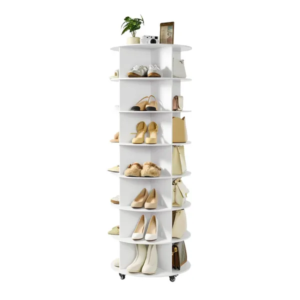 Prateleira sapatos 7 andares giratória 360° rodas