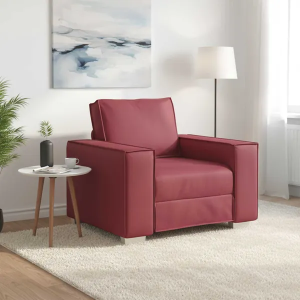 Cadeira Sofa Vinho Vermelho 100 cm Couro Sintético