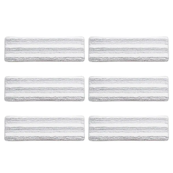 Conjunto 6 Almofadinhas Microfibra Reutilizáveis para Mopa Limpeza Rectangular Cinzento