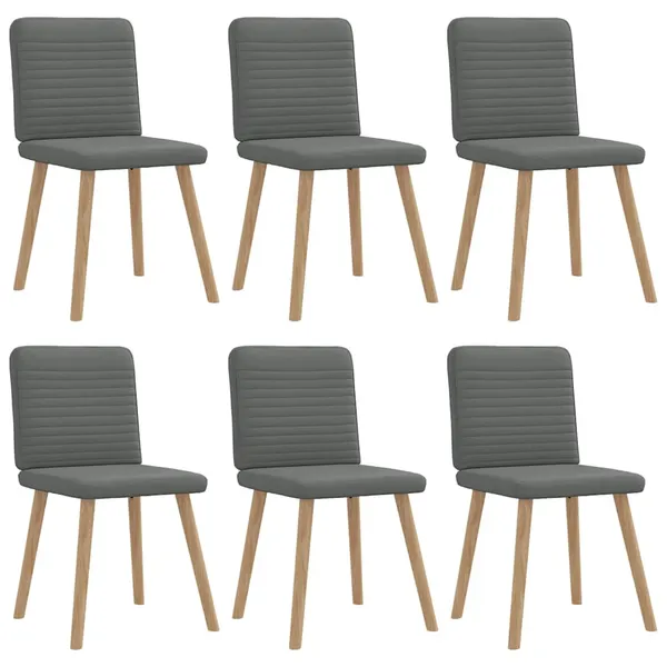Cadeiras de jantar 6 pcs tecido cinzento-escuro