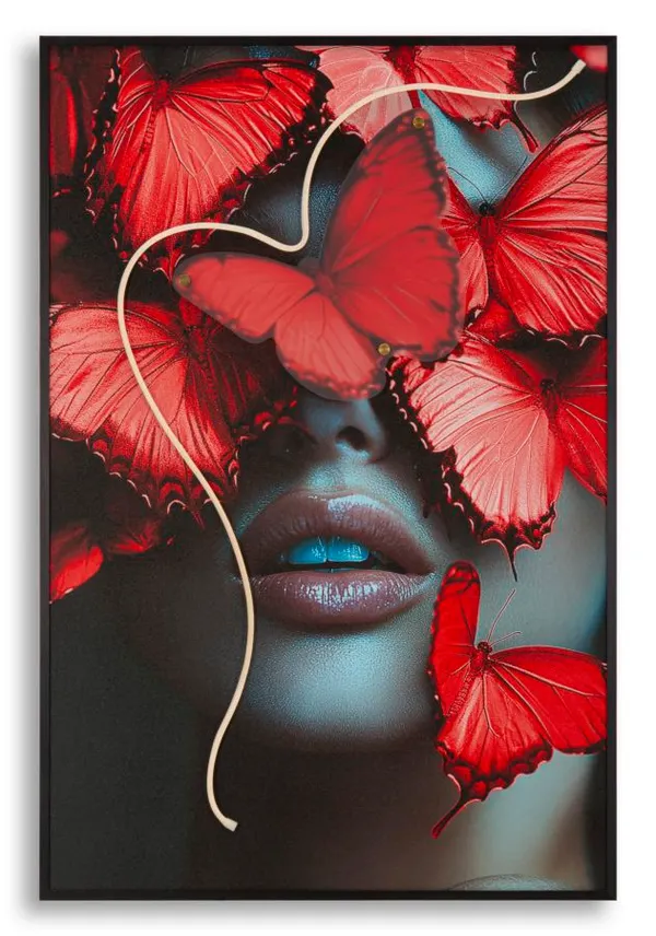 Impressão com LED em Tela Butterflies 60x3,5x90 cm (Aplicação 3D Acrílico)