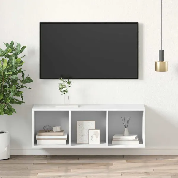 Armário de parede para TV derivados de madeira branco