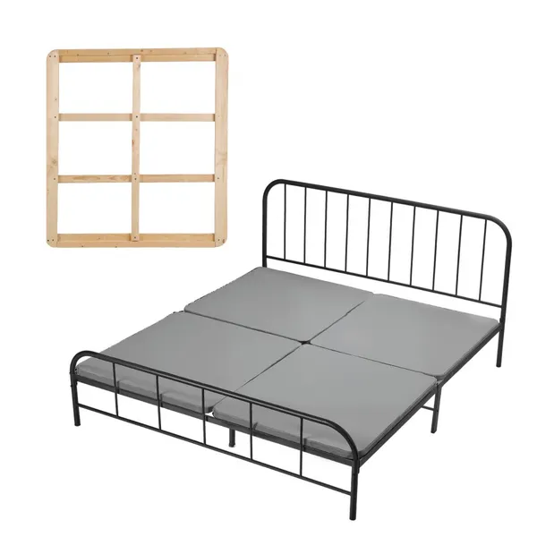 Base cama tamanho rei 1,5 pol., 4 painéis, cinzento