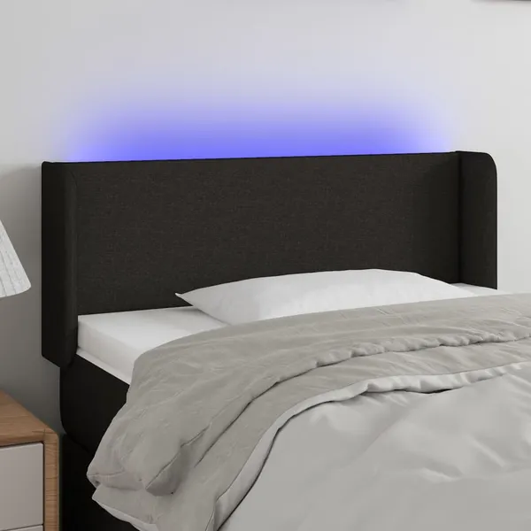 Cabeceira de cama c/ luzes LED tecido 83x16x78/88 cm preto