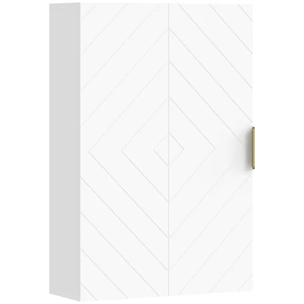 Armário Casa de Baño de Parede Moderno con 1 Puxador de Acero y Prateleiras Ajustables 40x15x60 cm Blanco