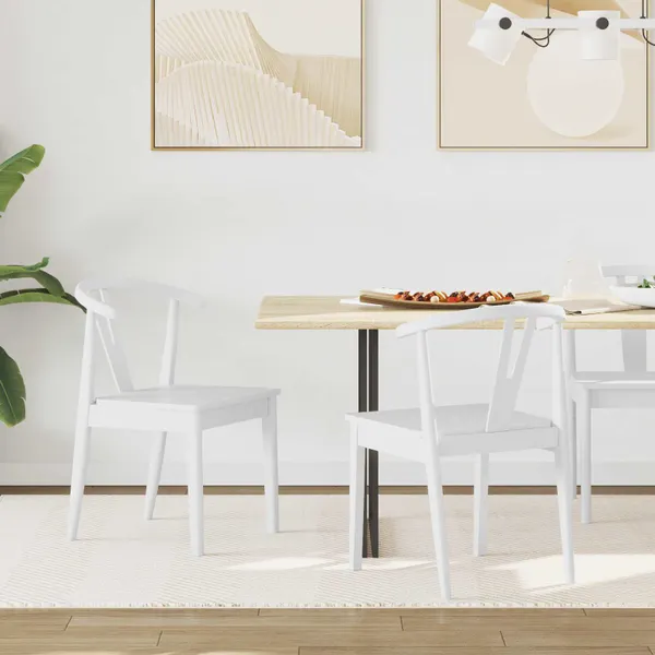 Cadeira de jantar 2 pcs Branco e Branco